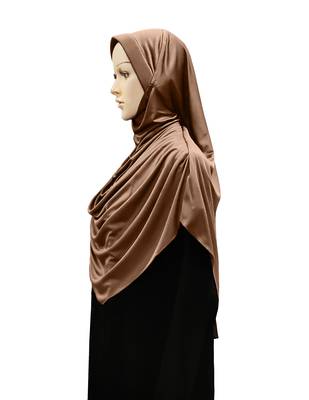 Modest Women's Frilled Stylish Solid Polycotton Feel Good Fabric  FAEEZAH Hijab Dark Wheat 2