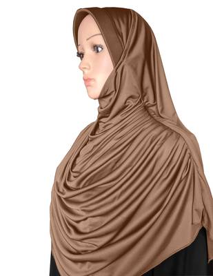 Modest Women's Frilled Stylish Solid Polycotton Feel Good Fabric  FAEEZAH Hijab Dark Wheat 3