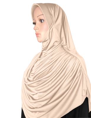 Modest Women's Frilled Stylish Solid Polycotton Feel Good Fabric  FAEEZAH Hijab Wheat 3