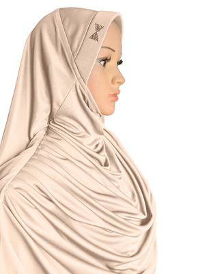 Modest Women's Frilled Stylish Solid Polycotton Feel Good Fabric  FAEEZAH Hijab Wheat 4