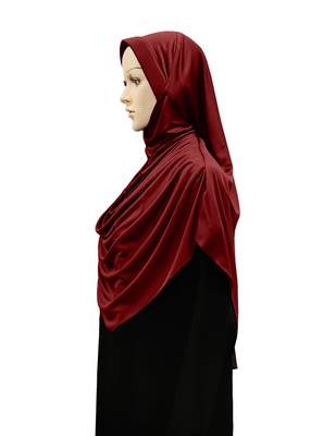 Modest Women's Frilled Stylish Solid Polycotton Feel Good Fabric  FAEEZAH Hijab Dark Maroon 4
