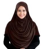 Modest Women's Frilled Stylish Solid Polycotton Feel Good Fabric  FAEEZAH Hijab Dark-chocolate 