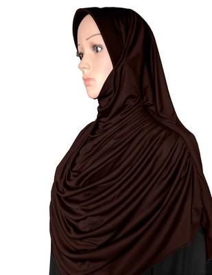 Modest Women's Frilled Stylish Solid Polycotton Feel Good Fabric  FAEEZAH Hijab Dark-chocolate  3