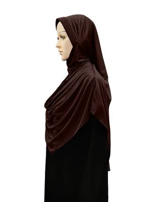 Modest Women's Frilled Stylish Solid Polycotton Feel Good Fabric  FAEEZAH Hijab Dark-chocolate  4