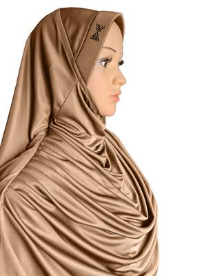 Modest Women's Frilled Stylish Solid Polycotton Feel Good Fabric  FAEEZAH Hijab Gold  3