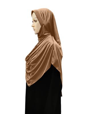 Modest Women's Frilled Stylish Solid Polycotton Feel Good Fabric  FAEEZAH Hijab Gold  4