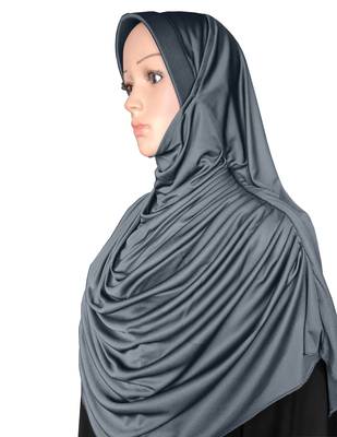 Modest Women's Frilled Stylish Solid Polycotton Feel Good Fabric  FAEEZAH Hijab Grey 3