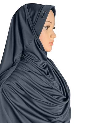 Modest Women's Frilled Stylish Solid Polycotton Feel Good Fabric  FAEEZAH Hijab Grey 4