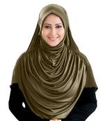 Modest Women's Frilled Stylish Solid Polycotton Feel Good Fabric  FAEEZAH Hijab Olive