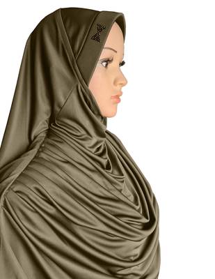 Modest Women's Frilled Stylish Solid Polycotton Feel Good Fabric  FAEEZAH Hijab Olive 3