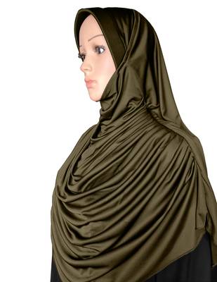 Modest Women's Frilled Stylish Solid Polycotton Feel Good Fabric  FAEEZAH Hijab Olive 4