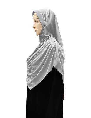 Modest Women's Frilled Stylish Solid Polycotton Feel Good Fabric  FAEEZAH Hijab Silver 4