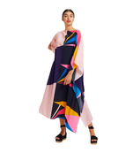 JSDC Women's Boat Neck Style Printed Softy Silk Kaftan