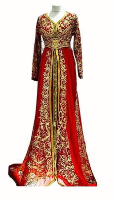Burgundy	Wedding Moroccan Dubai Kaftans Formal Women Dress Very Fancy Long White Gown Dresses 1