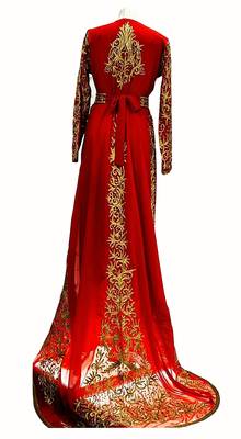Burgundy	Wedding Moroccan Dubai Kaftans Formal Women Dress Very Fancy Long White Gown Dresses 2