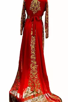 Burgundy	Wedding Moroccan Dubai Kaftans Formal Women Dress Very Fancy Long White Gown Dresses