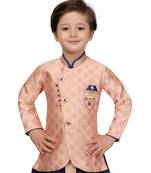 Pink woven cotton silk boys-dhoti-kurta