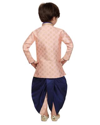 Pink woven cotton silk boys-dhoti-kurta 3