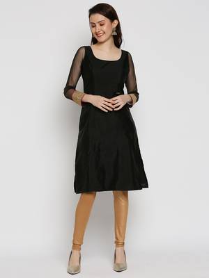 Black embroidered polyester kurtas-and-kurtis 1