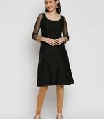 Black embroidered polyester kurtas-and-kurtis