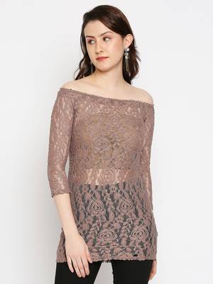 Tan woven brocade kurtas-and-kurtis 1