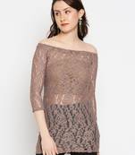 Tan woven brocade kurtas-and-kurtis