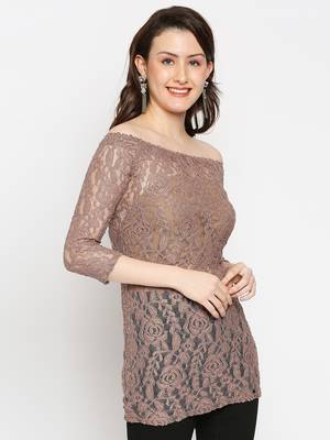 Tan woven brocade kurtas-and-kurtis 2