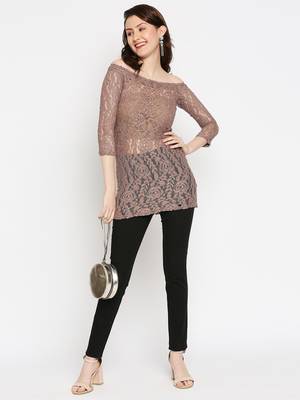 Tan woven brocade kurtas-and-kurtis 4