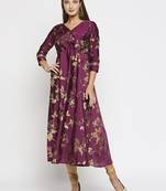 Wine printed polyester kurtas-and-kurtis