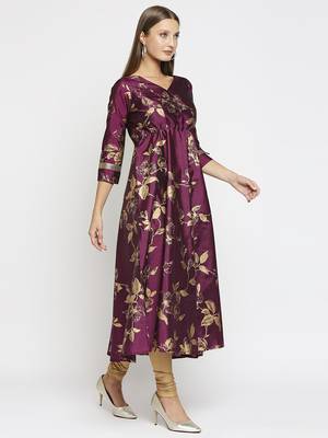 Wine printed polyester kurtas-and-kurtis 2