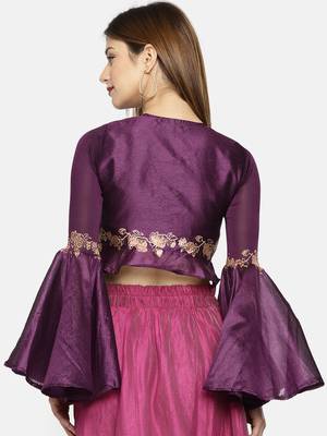 Wine printed polyester crop-tops 2