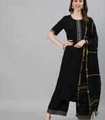 Black self design tussar silk salwar