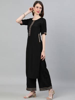 Black self design tussar silk salwar 2