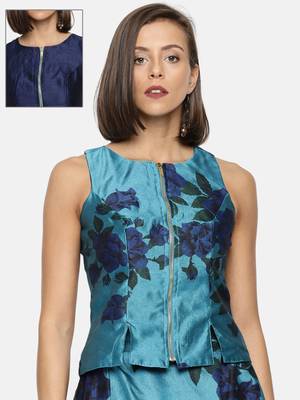 Blue printed polyester tunics 1