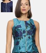 Blue printed polyester tunics