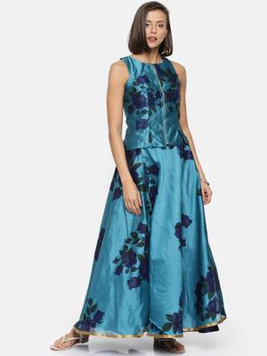 Blue printed polyester tunics 5