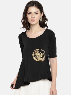 Black printed polyester tunics 1