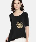 Black printed polyester tunics