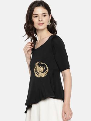 Black printed polyester tunics 2