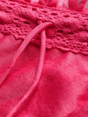 Pink plain polyester crop-tops 5