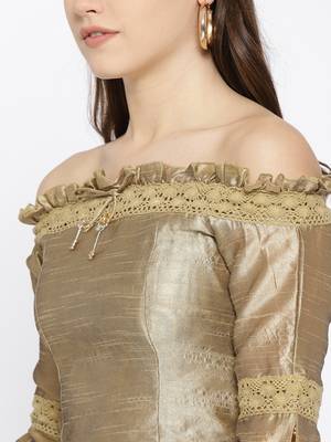 Gold plain polyester crop-tops 2