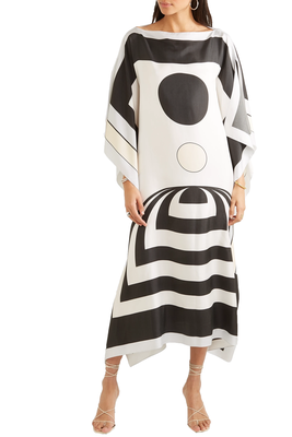 JSDC Black & White Printed Softy Silk Kaftan For Women 1