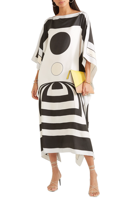 JSDC Black & White Printed Softy Silk Kaftan For Women 3