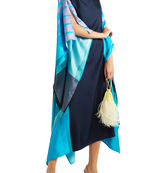 JSDC Outdoor Wear Women's Black & Blue Color Printed Softy Silk Kaftan