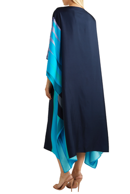 JSDC Outdoor Wear Women's Black & Blue Color Printed Softy Silk Kaftan 4