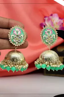 Green jhumkas