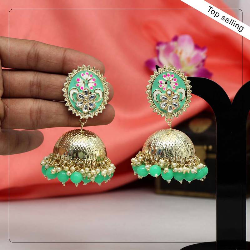 Green jhumkas