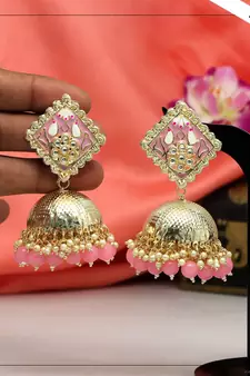 Pink jhumkas
