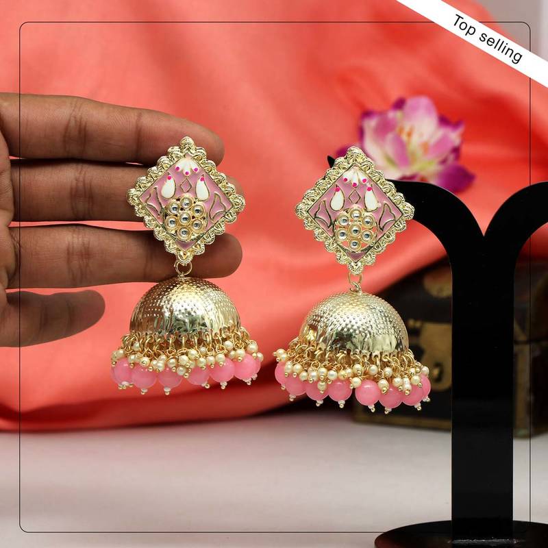 Pink jhumkas