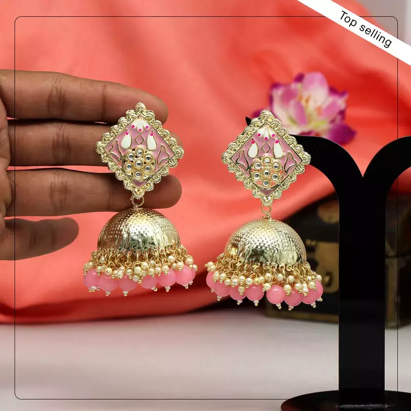 Pink jhumkas